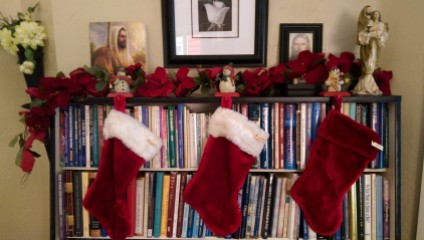 Christmas Stockings bookcase