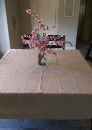 Curtain used as tablecloth
